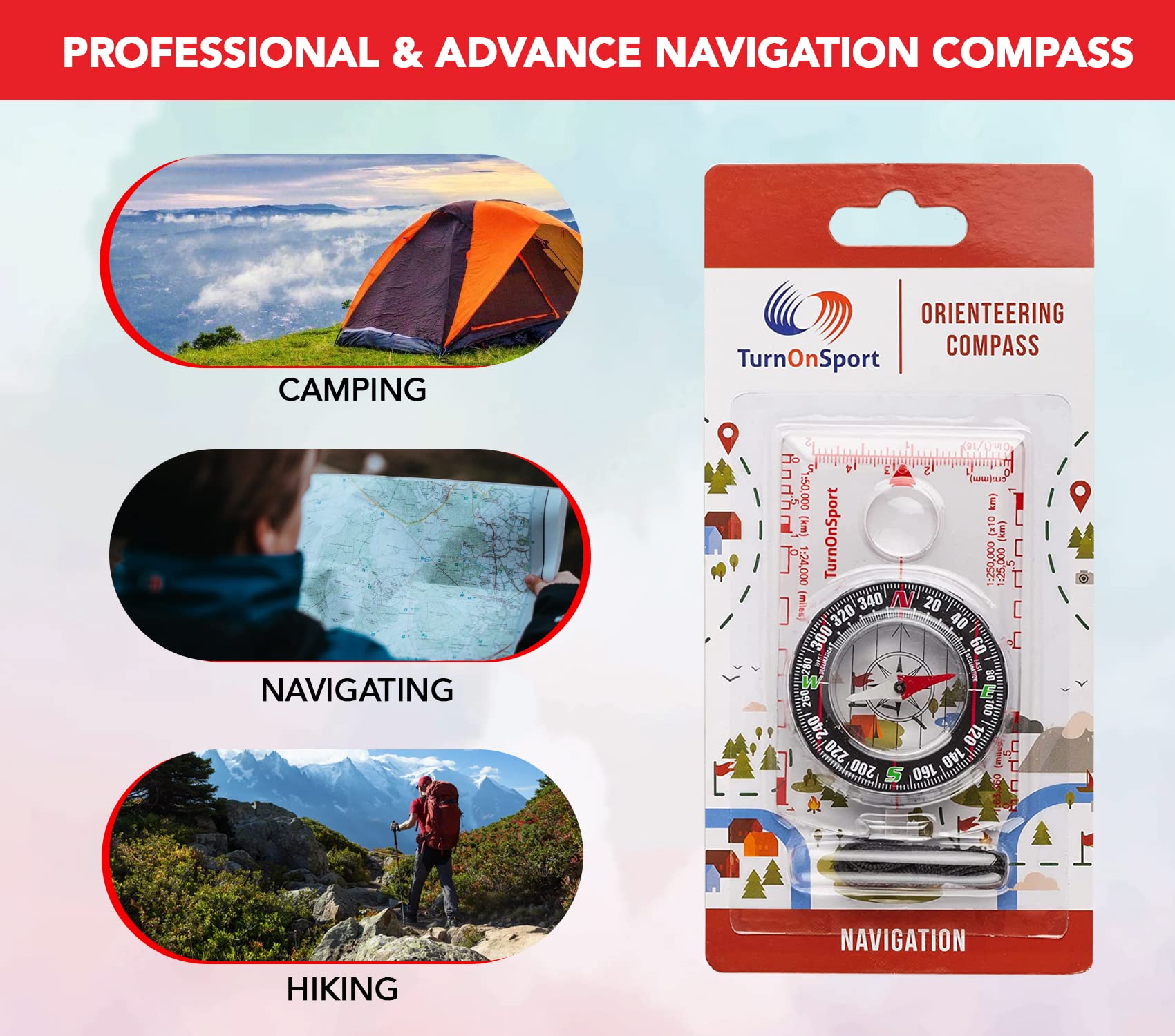 Boussole d'orientation, de randonnée et de camping. CAMPAERO