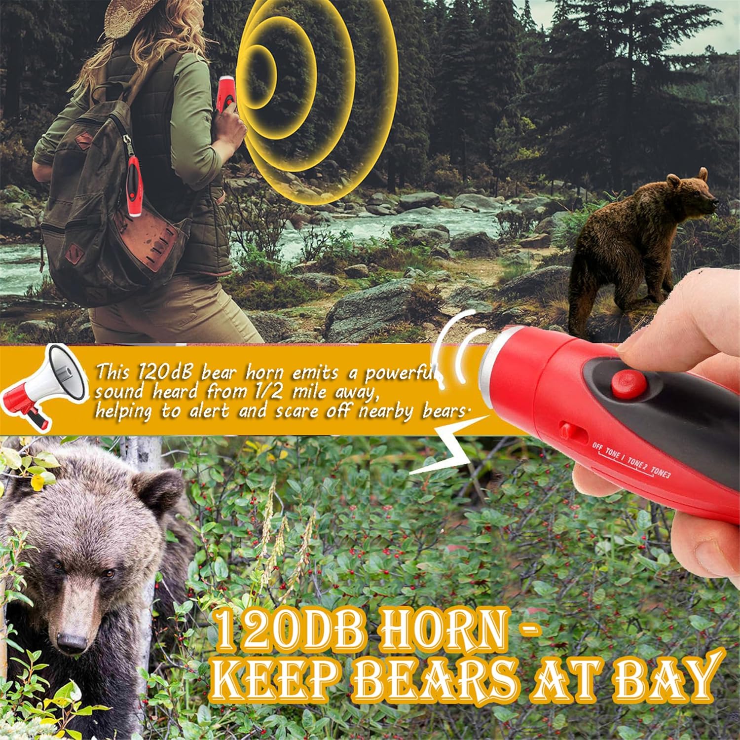 Klaxon électronique à air comprimé 120 dB pour effrayer les ours ! CAMPAERO