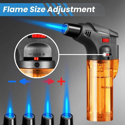 Lot de 8 briquets torches rechargeables au butane. CAMPAERO