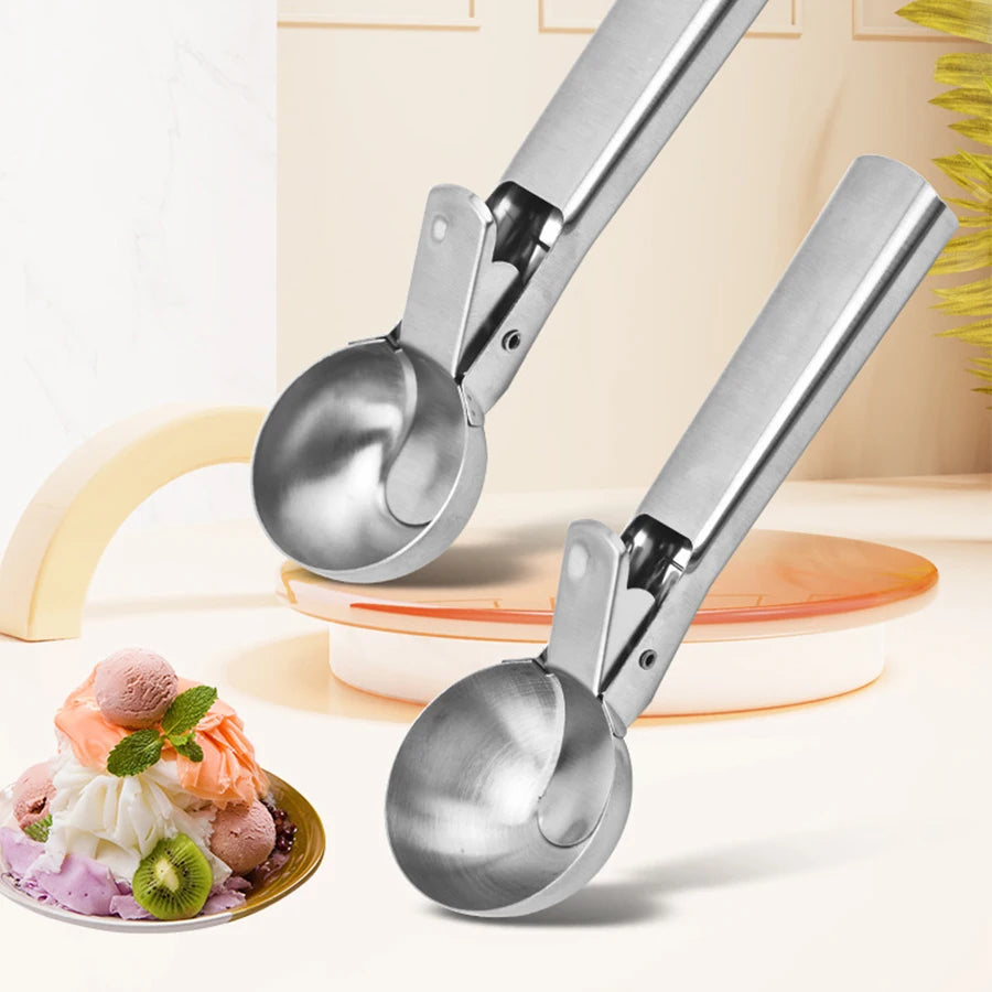 Stainless Steel Dual-purpose Ice Cream Scoop Ice Cream Scooper Multifunctional Fruit Scoop Kitchen Supplies CAMPAERO