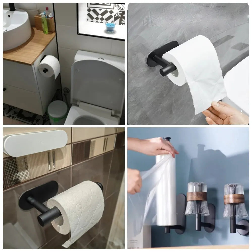 Adhesive Toilet Paper Holder Kitchen Roll Towel Rack Napkin Dispenser Absorbent Stand Tissue Hanger Bathroom Accessories CAMPAERO