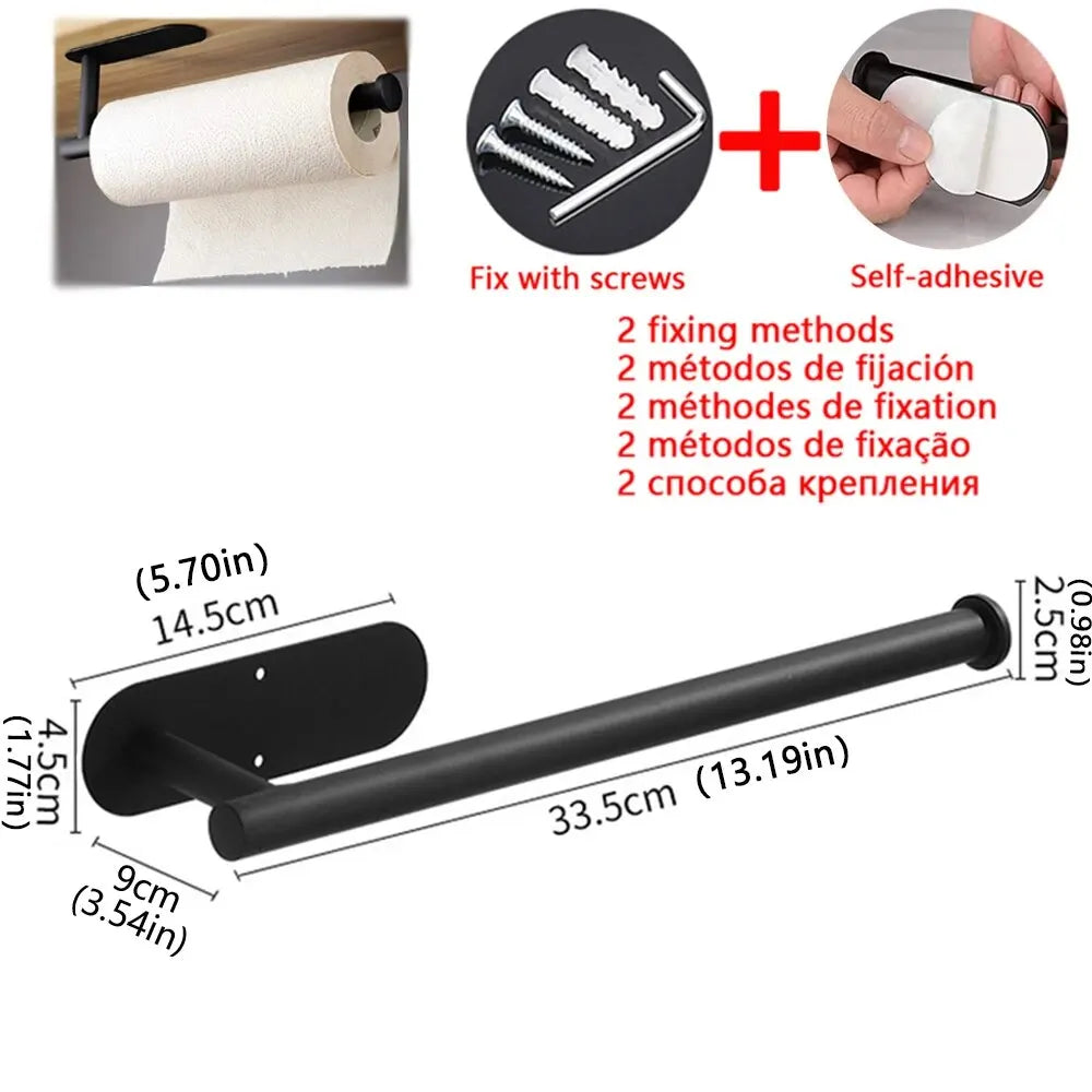 Kitchen Paper Towel Holder Adhesive Tissue Hanger Toilet Roll Paper Dispenser Cabinet Storage Napkin Rack Bathroom Accessories CAMPAERO