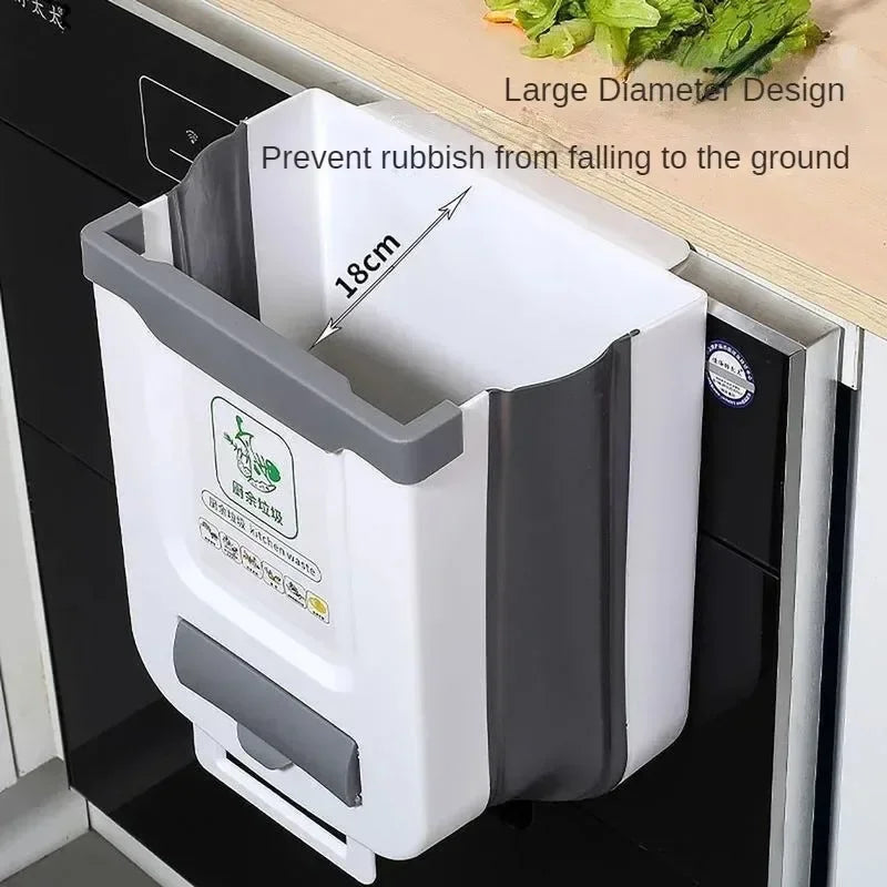 Kitchen Foldable Hanging Trash Can, Camper Van Wall-mounted Wastebasket, Large Capacity Easy-to-clean RV Household Wastebasket CAMPAERO