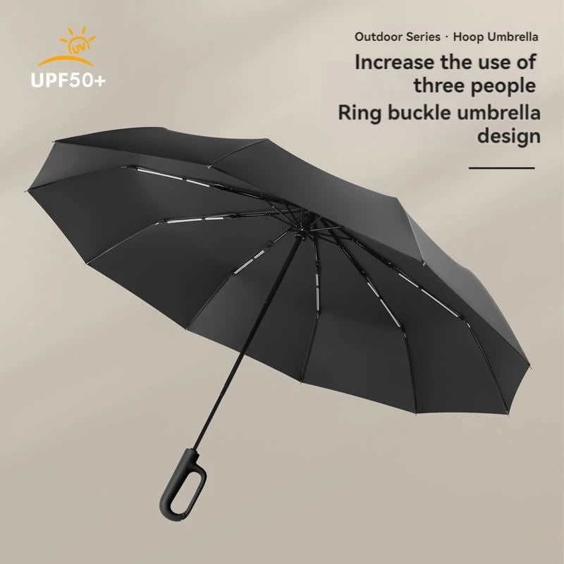 Ring Buckle Design 20 Rib Fully Automatic Umbrella for Men Folding Extra Large Strong Strong WOMEN'S Sunshade Double Umbrella CAMPAERO