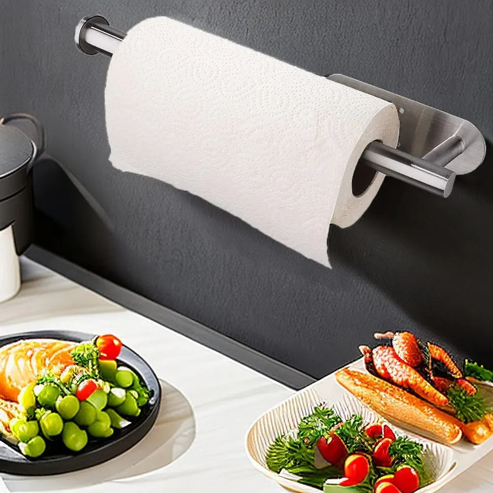 Porte-Essuie-Tout Adhésif Cuisine Noir - Support Papier Sans Perçage CAMPAERO