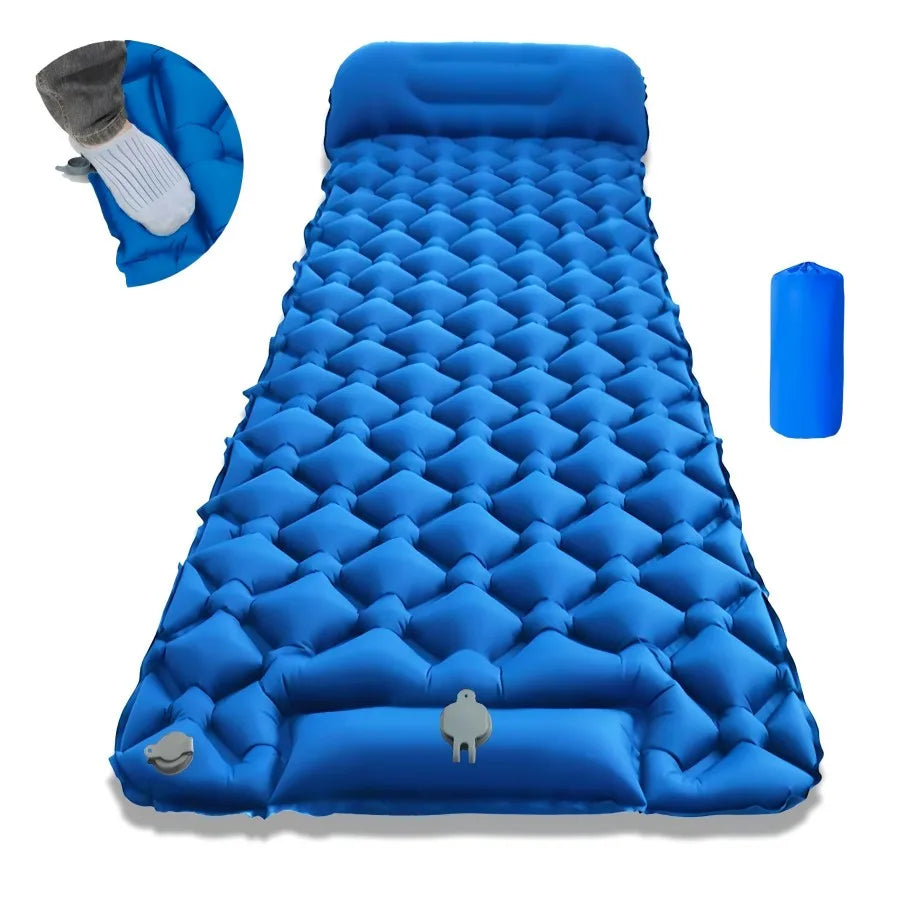 Outdoor Camping Sleeping Pad Folding Sleep Mat Beach Inflat Mattress with Pillows Ultralight Air Mat Travel Hiking New CAMPAERO