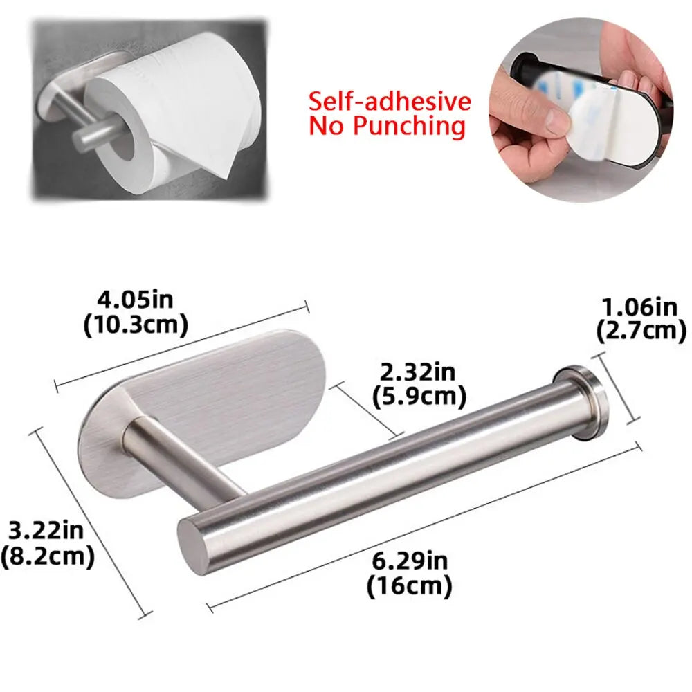 Adhesive Toilet Paper Holder Kitchen Roll Towel Rack Napkin Dispenser Absorbent Stand Tissue Hanger Bathroom Accessories CAMPAERO
