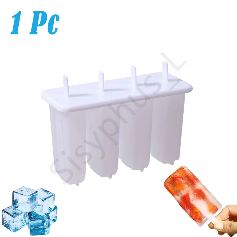 1-20Pcs 4 Gird DIY Ice Cream Molds Reusable Children's Creative Popsicle Mold Kitchen Tools CAMPAERO