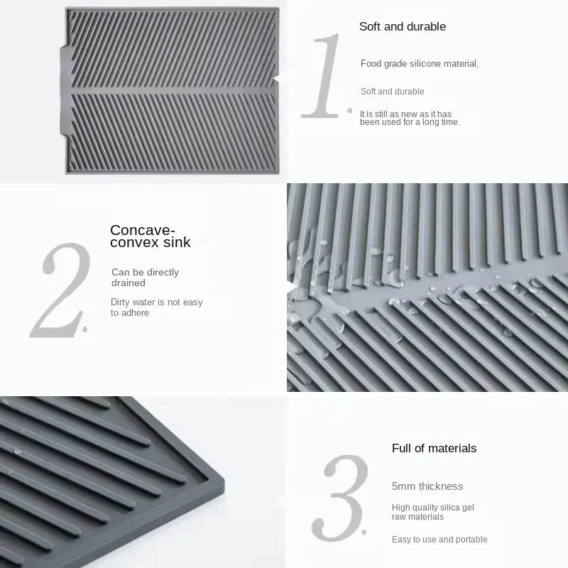 1PC Silicone Drain Pad Drying Mat Pots Dish Drain Mat For Kitchen Tableware Non-slip Mats Anti-scald Coaster Kitchen Utensils CAMPAERO