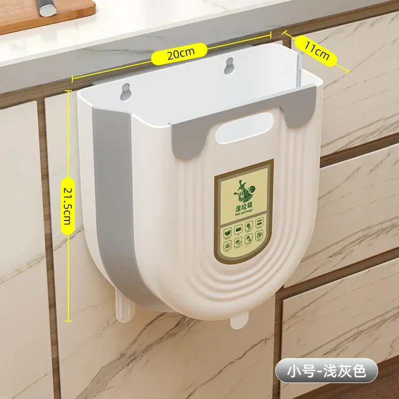 Wall Mounted Folding Waste Bins Without Lid  Door Hanging Storage Bucket Household Cleaning Tools Accessories CAMPAERO
