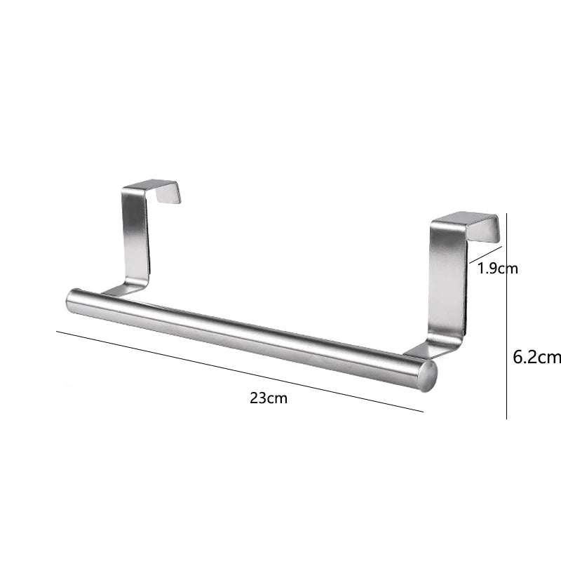 Kitchen Cabinet Door Towel Bar Stainless Steel Door Back Towel Hanging Holder Bathroom Punch-free Towels Hooks  Home Organizer CAMPAERO