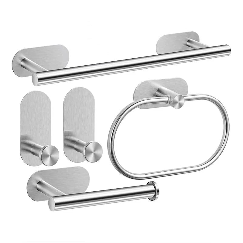 Bathroom Hardware Set Brushed Nickel Towel Bar Towel Ring Toilet Paper Holder Robe Hook 304 Stainless Steel Bathroom Accessory CAMPAERO