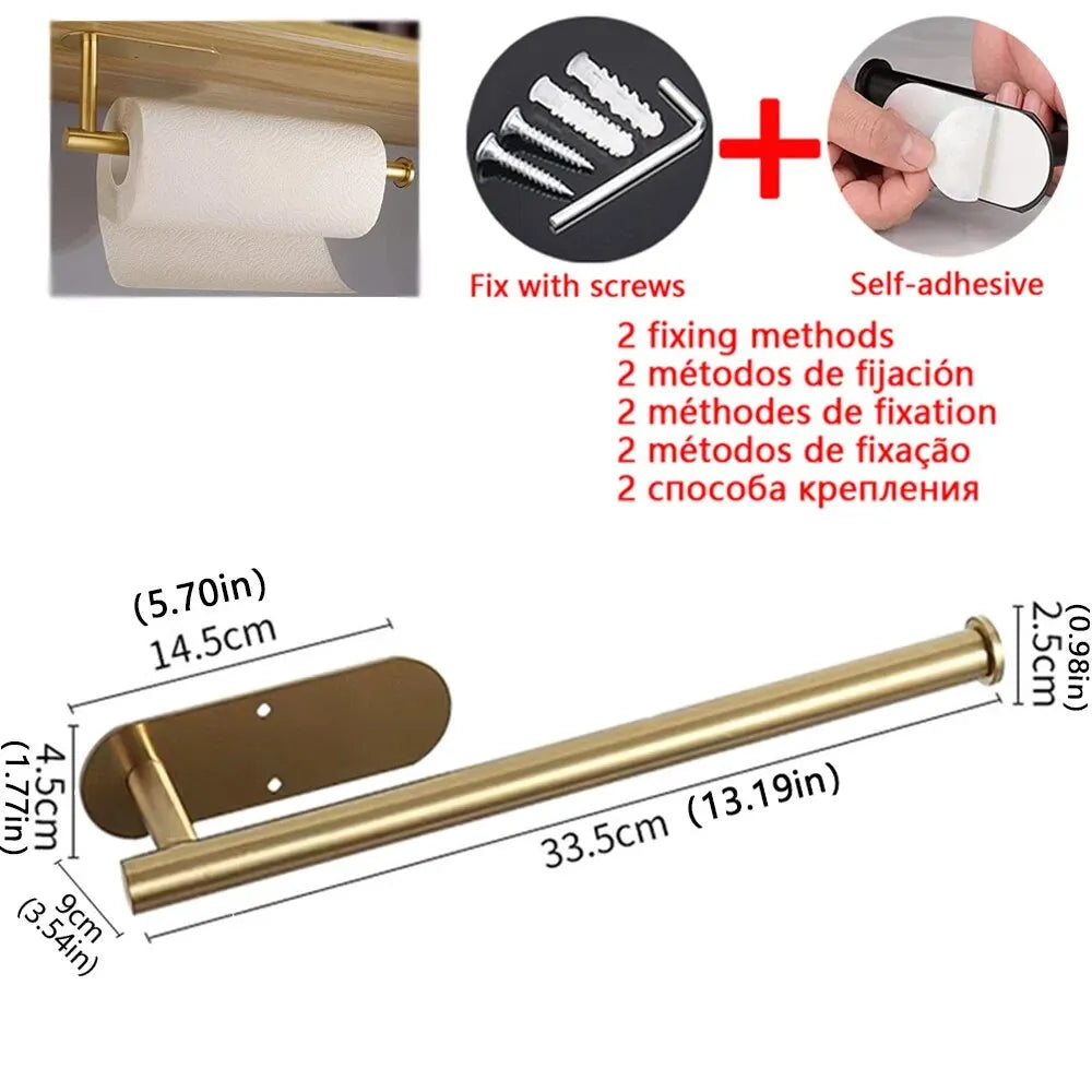 Kitchen Paper Towel Holder Adhesive Tissue Hanger Toilet Roll Paper Dispenser Cabinet Storage Napkin Rack Bathroom Accessories CAMPAERO