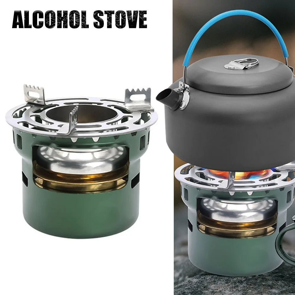 Équipement et accessoires de camping, réchaud à alcool, four d'extérieur, mini-barbecue. CAMPAERO