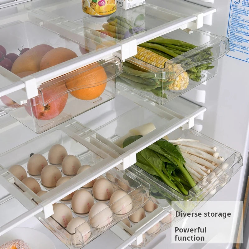 Refrigerator Egg Storage Box Drawer Style Food Fruit Egg Rack Egg Holder Household Plastic Fresh-keeping Box CAMPAERO