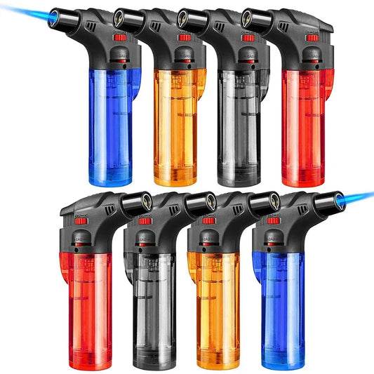 Lot de 8 briquets torches rechargeables au butane. CAMPAERO