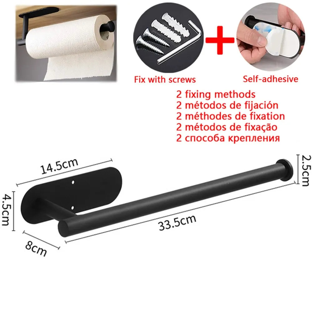 Adhesive Toilet Paper Holder Kitchen Roll Towel Rack Napkin Dispenser Absorbent Stand Tissue Hanger Bathroom Accessories CAMPAERO