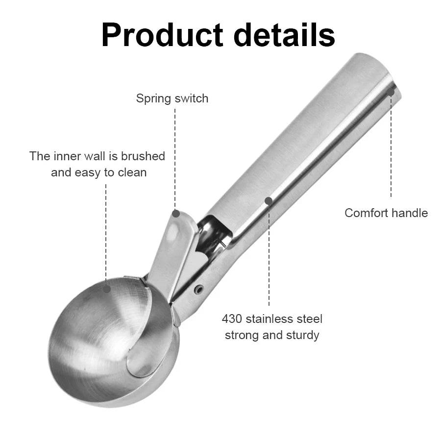 Stainless Steel Dual-purpose Ice Cream Scoop Ice Cream Scooper Multifunctional Fruit Scoop Kitchen Supplies CAMPAERO