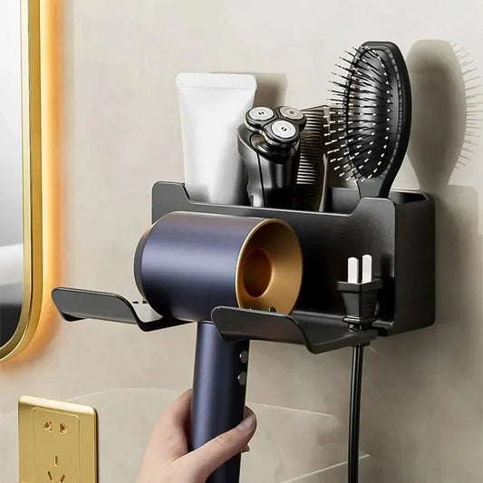 1 Pcs Hair Dryer Holder Wall Dryer Cradle Straightener Stand Hairdryer Organizer Box Plastic Hair Dryer Stand Bathroom Organizer CAMPAERO