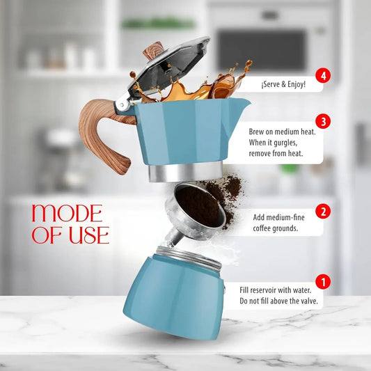 Cafetière Moka en aluminium, 150/300 ml. CAMPAERO