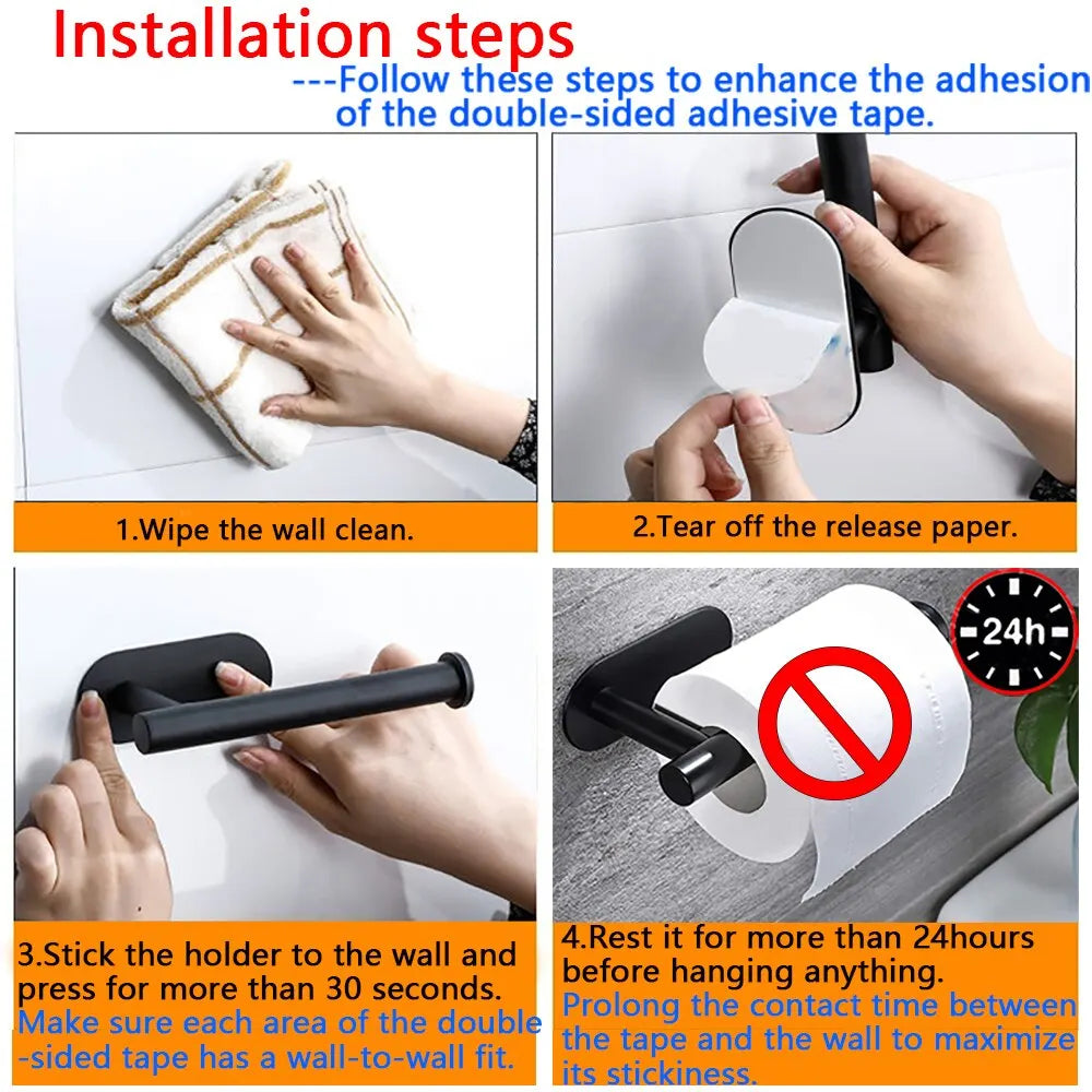 Adhesive Toilet Paper Holder Kitchen Roll Towel Rack Napkin Dispenser Absorbent Stand Tissue Hanger Bathroom Accessories CAMPAERO