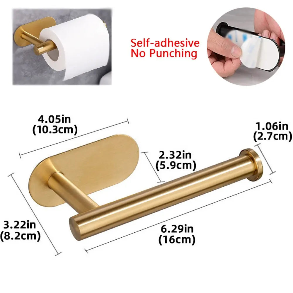 Adhesive Toilet Paper Holder Kitchen Roll Towel Rack Napkin Dispenser Absorbent Stand Tissue Hanger Bathroom Accessories CAMPAERO