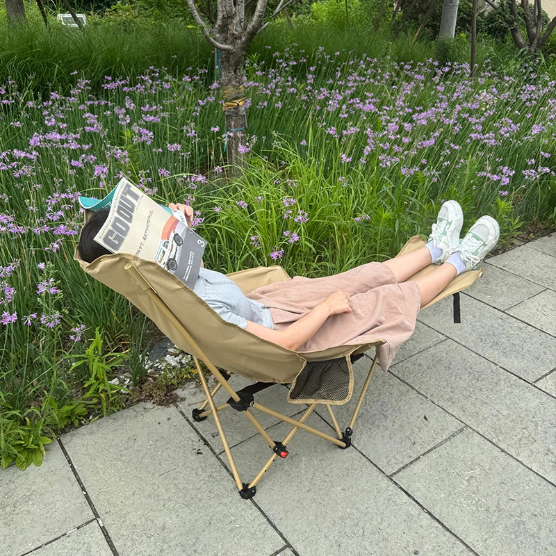 Camping Chair Outdoor Foldable Adjustable Ergonomic Close-Fitting Body Curve Long-Lasting Not Tired Durable Material Encryption Oxford Cloth CAMPAERO