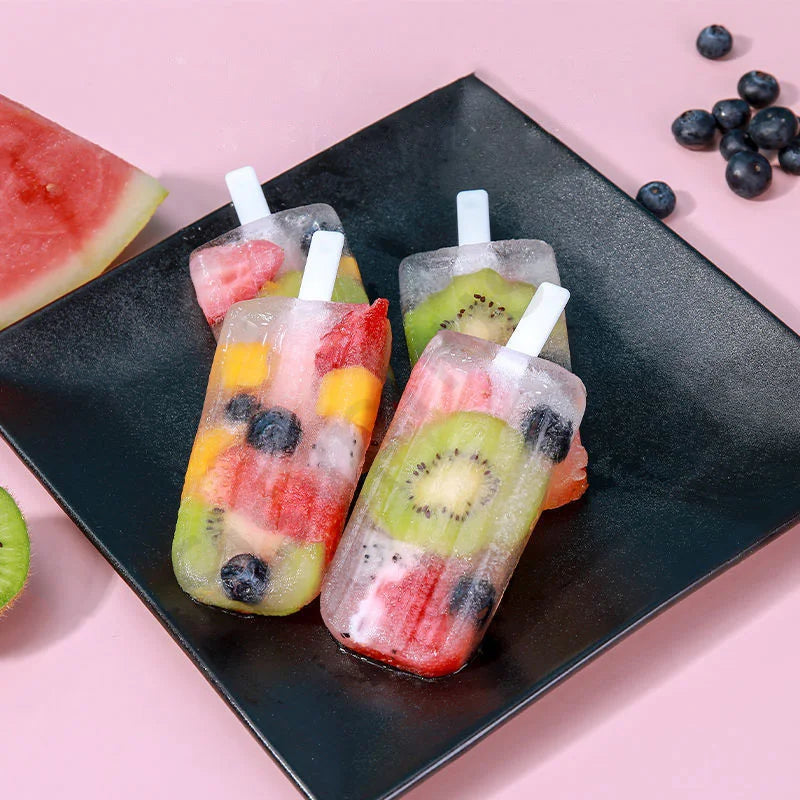 1-20Pcs 4 Gird DIY Ice Cream Molds Reusable Children's Creative Popsicle Mold Kitchen Tools CAMPAERO