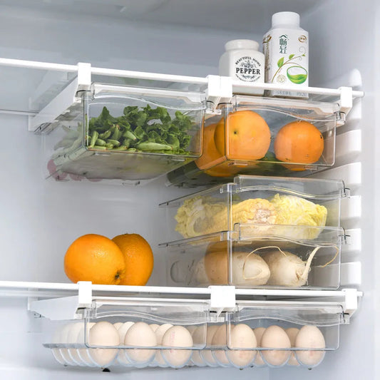 Refrigerator Egg Storage Box Drawer Style Food Fruit Egg Rack Egg Holder Household Plastic Fresh-keeping Box CAMPAERO
