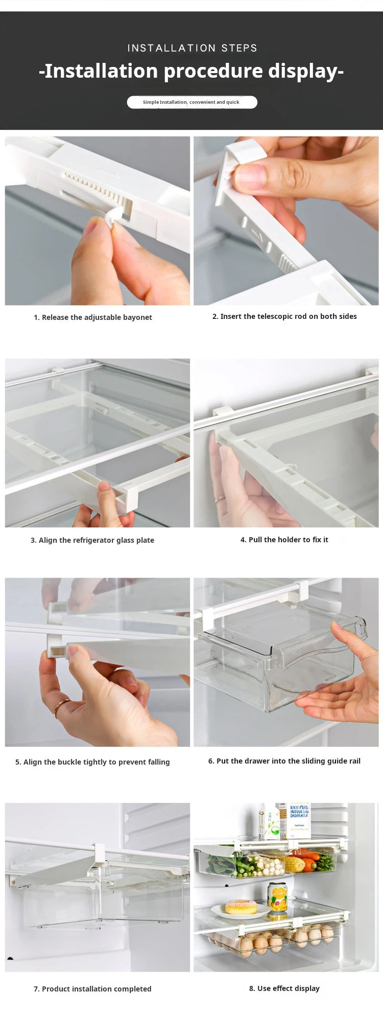 Refrigerator Egg Storage Box Drawer Style Food Fruit Egg Rack Egg Holder Household Plastic Fresh-keeping Box CAMPAERO