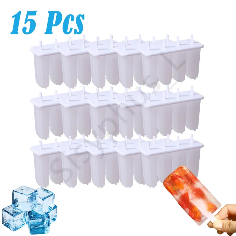 1-20Pcs 4 Gird DIY Ice Cream Molds Reusable Children's Creative Popsicle Mold Kitchen Tools CAMPAERO