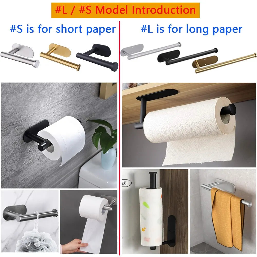 Adhesive Toilet Paper Holder Kitchen Roll Towel Rack Napkin Dispenser Absorbent Stand Tissue Hanger Bathroom Accessories CAMPAERO