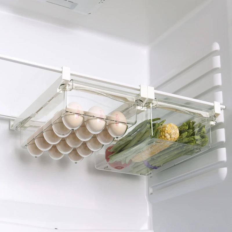 Refrigerator Egg Storage Box Drawer Style Food Fruit Egg Rack Egg Holder Household Plastic Fresh-keeping Box CAMPAERO