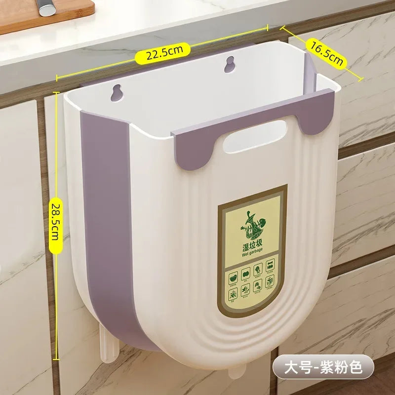 Wall Mounted Folding Waste Bins Without Lid  Door Hanging Storage Bucket Household Cleaning Tools Accessories CAMPAERO