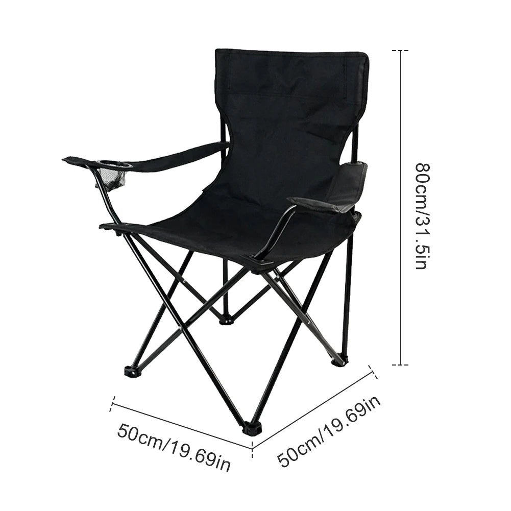 Camping Folding Chair Fishing Chair with Carrying Bag & Armrest Foldable Portable Camping Chair Heavy Duty for Travelling CAMPAERO