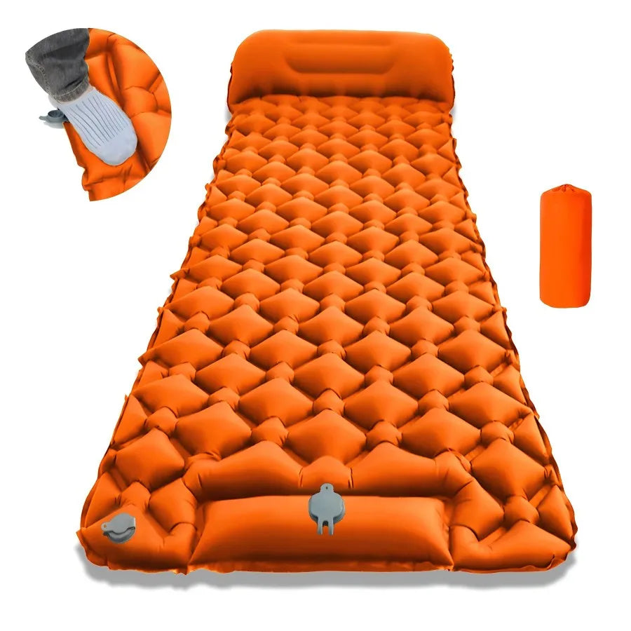 Outdoor Camping Sleeping Pad Folding Sleep Mat Beach Inflat Mattress with Pillows Ultralight Air Mat Travel Hiking New CAMPAERO