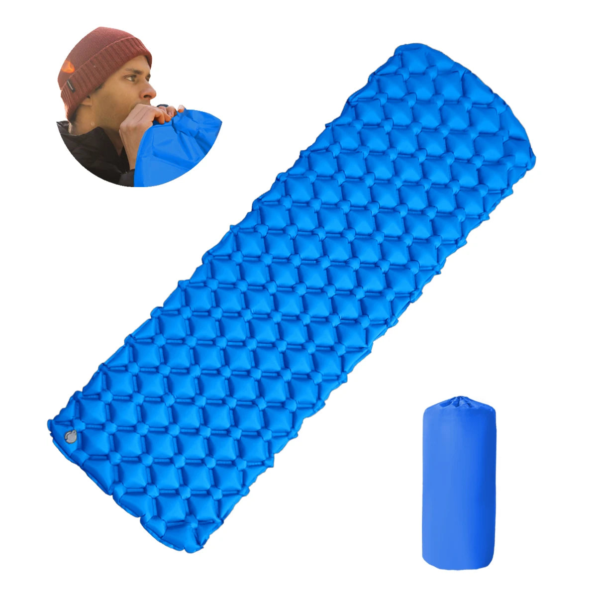 Outdoor Camping Sleeping Pad Folding Sleep Mat Beach Inflat Mattress with Pillows Ultralight Air Mat Travel Hiking New CAMPAERO