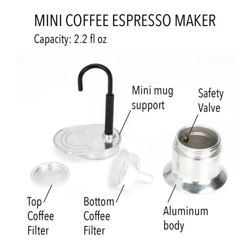 Mini cafetière expresso à bec unique, 1 tasse, 50 ml, pour camping. CAMPAERO
