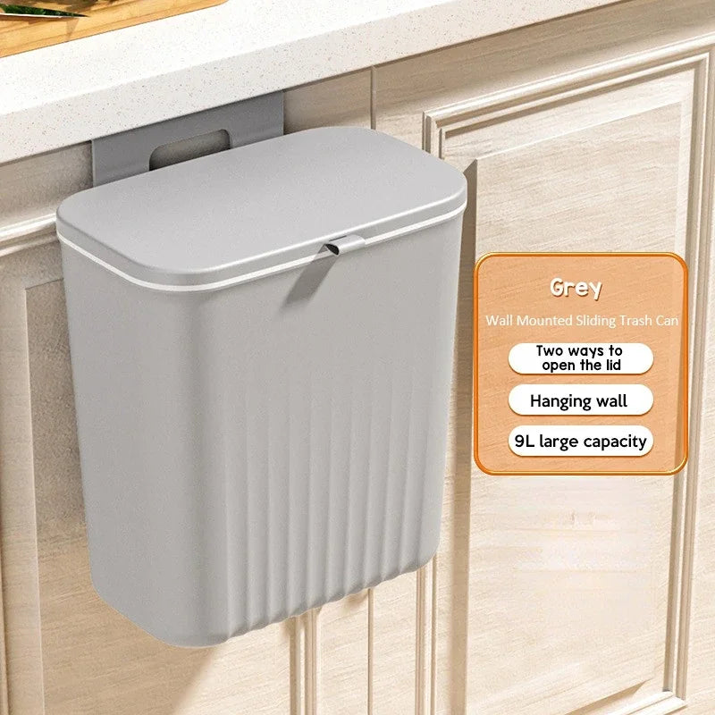 Poubelle Murale 9L Suspendue Blanche - Salle de Bain Cuisine Couvercle CAMPAERO