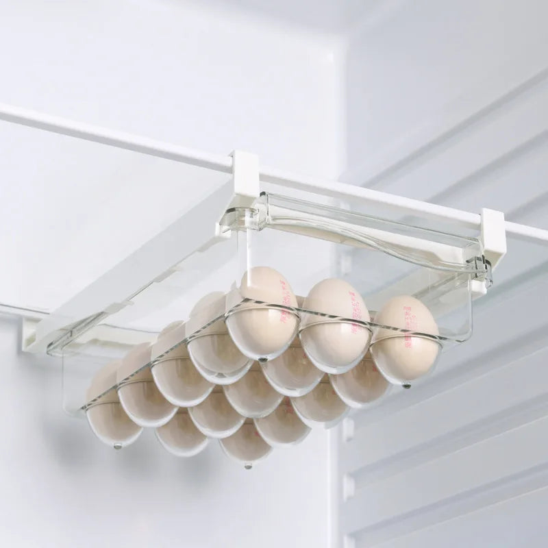 Refrigerator Egg Storage Box Drawer Style Food Fruit Egg Rack Egg Holder Household Plastic Fresh-keeping Box CAMPAERO