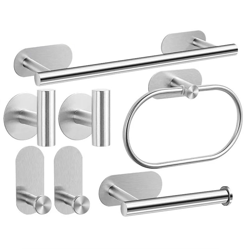 Bathroom Hardware Set Brushed Nickel Towel Bar Towel Ring Toilet Paper Holder Robe Hook 304 Stainless Steel Bathroom Accessory CAMPAERO