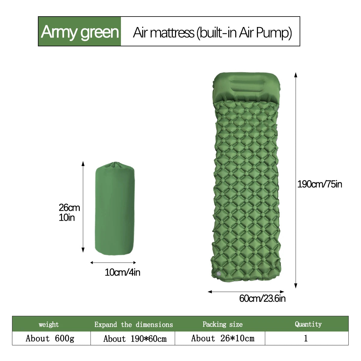 Outdoor Camping Sleeping Pad Folding Sleep Mat Beach Inflat Mattress with Pillows Ultralight Air Mat Travel Hiking New CAMPAERO