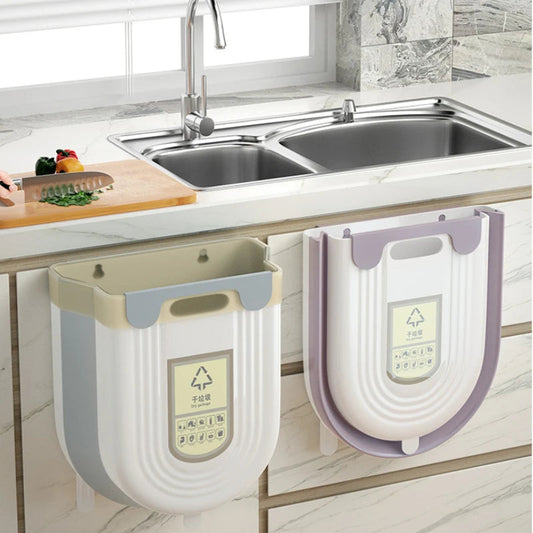 Wall Mounted Folding Waste Bins Without Lid  Door Hanging Storage Bucket Household Cleaning Tools Accessories CAMPAERO