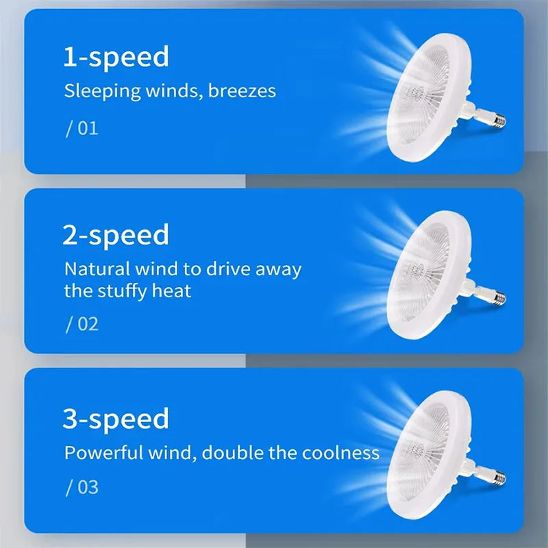 2 In 1 Ceiling Fan Lamps 3 Speeds Adjustable E27 Base Infinitely Dimmable for Living Room Bedroom Study LED Decorative Light CAMPAERO