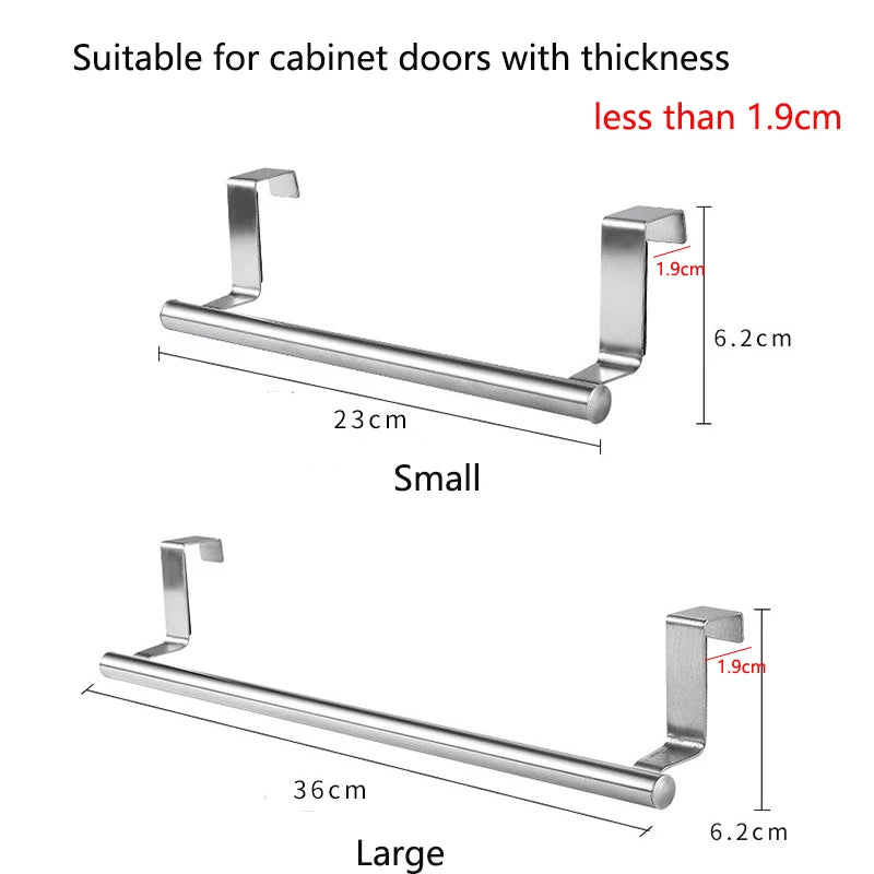 Kitchen Cabinet Door Towel Bar Stainless Steel Door Back Towel Hanging Holder Bathroom Punch-free Towels Hooks  Home Organizer CAMPAERO