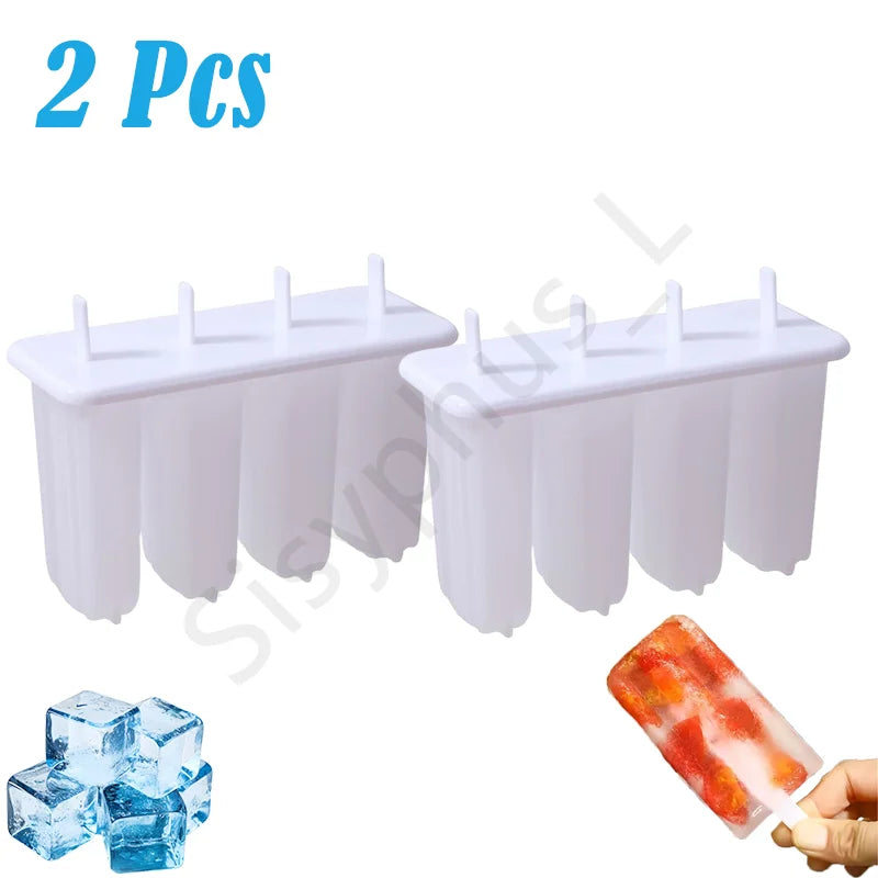 1-20Pcs 4 Gird DIY Ice Cream Molds Reusable Children's Creative Popsicle Mold Kitchen Tools CAMPAERO