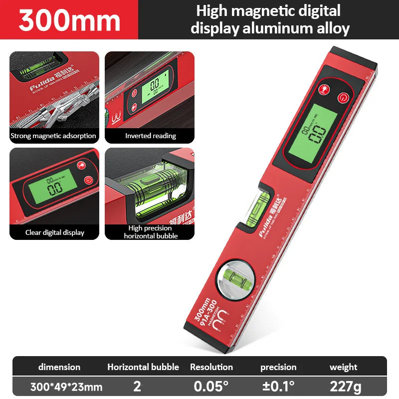 Digital Protractor Angle Finder Inclinometer Spirit level Bubble Magnetic Electric Level Electronic Inclinometer Ruler with LED CAMPAERO