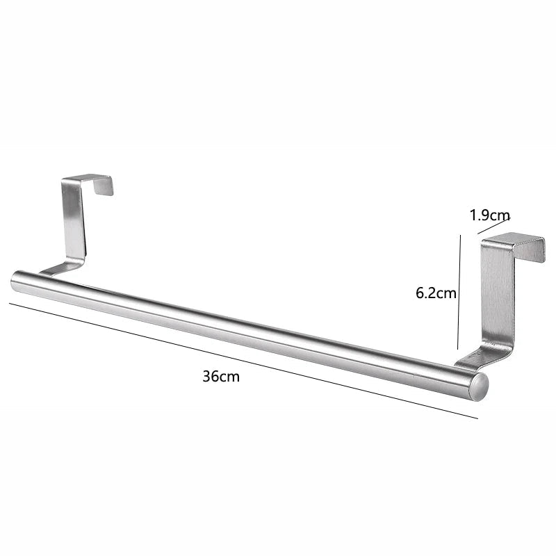 Kitchen Cabinet Door Towel Bar Stainless Steel Door Back Towel Hanging Holder Bathroom Punch-free Towels Hooks  Home Organizer CAMPAERO