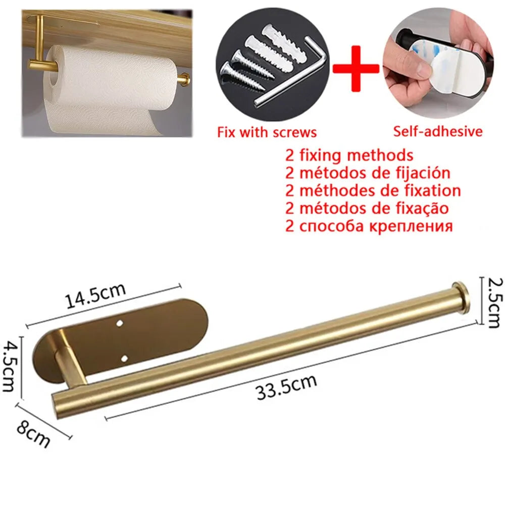 Adhesive Toilet Paper Holder Kitchen Roll Towel Rack Napkin Dispenser Absorbent Stand Tissue Hanger Bathroom Accessories CAMPAERO