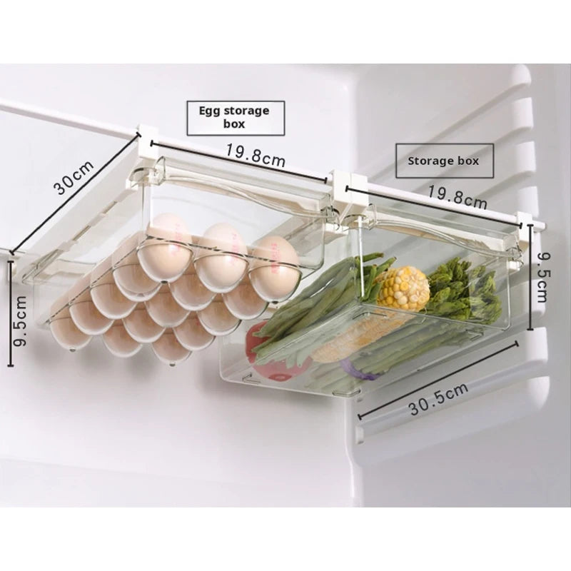 Refrigerator Egg Storage Box Drawer Style Food Fruit Egg Rack Egg Holder Household Plastic Fresh-keeping Box CAMPAERO
